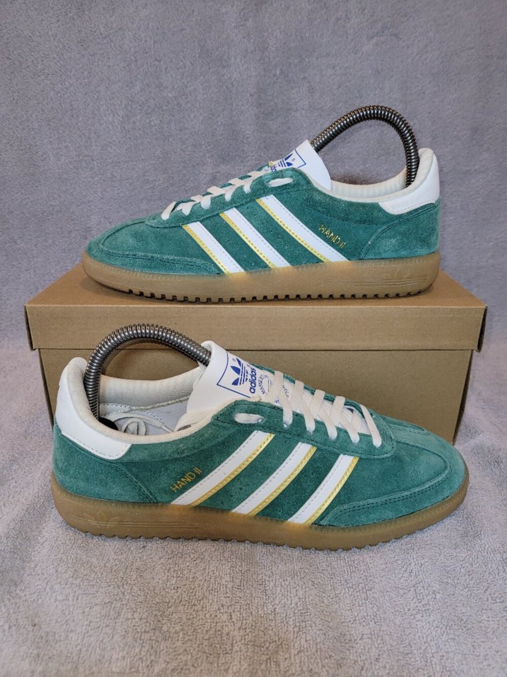 Adidas Hand 2 OG Originals Collegiate Green/Gold/Tan Gum Sneakers Men's Size 6.5